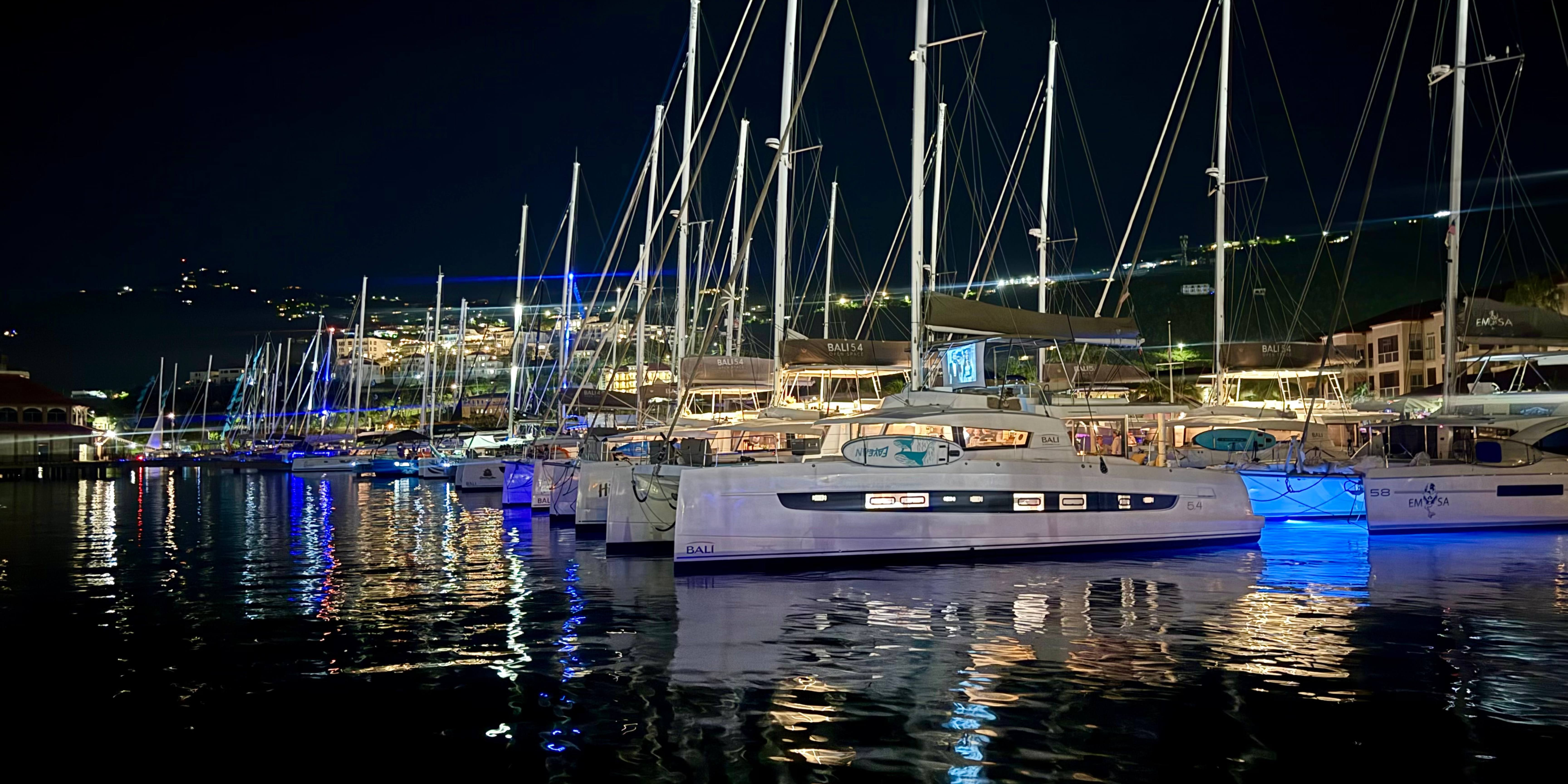 catamarans at night yhg